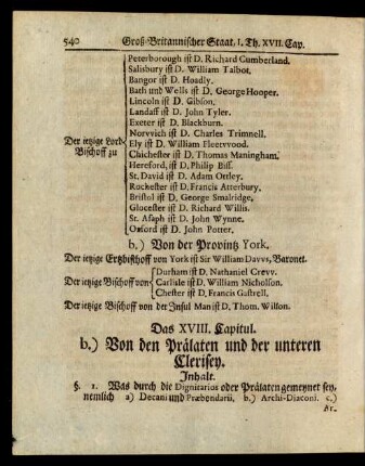 Das XVIII. Capitul.