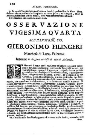 Osservazione Vigesima Quarta all'Illustriss. Sig. Gieronimo Filingeri ...