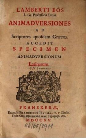 Animadversiones ad scriptores quosdam graecos