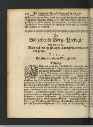 Die Achtzehende Berg-Predigt.