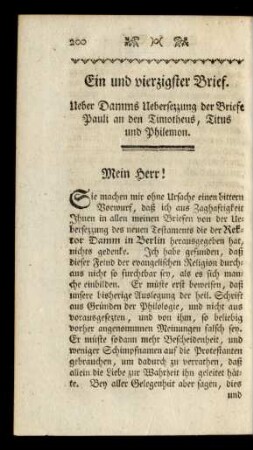 Ein und vierzigster Brief.