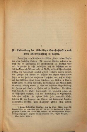 Die klösterlichen Genossenschaften in Bayern und die Aufgabe der Reichsgesetzgebung