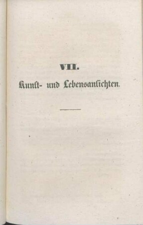 VII. Kunst- und Lebensansichten.