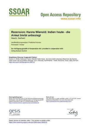 Rezension: Hanns Wienold: Indien heute - die Armut bleibt unbesiegt