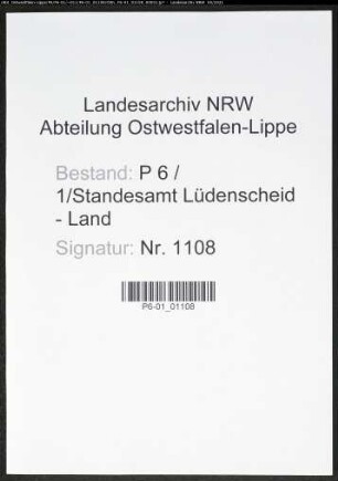 Heiratsregister Standesamt Lüdenscheid-Land