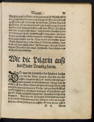 Wie die Pilgrin auß der Stadt Venedig furen.