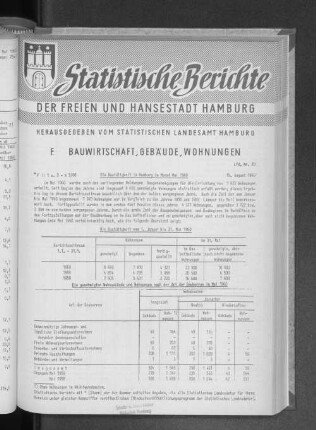 Die Bautätigkeit in Hamburg im Monat Mai 1960 : Lfd. Nr. 20
