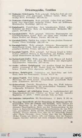 Orientteppiche, Textilien (Nr. 377-394)