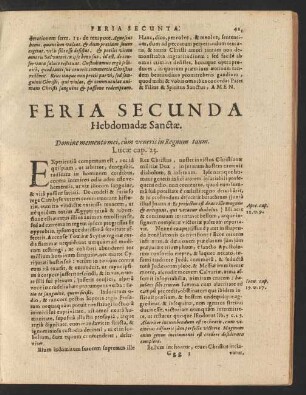 Feria Secunda Hebdomadae Sanctae.