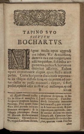 Tapino suo salutem bochartus.