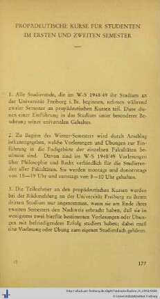 Propädeutische Kurse für Studenten im ersten und zweiten Semester.