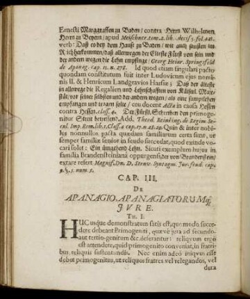 Cap. III. De Apanagio, Apanagiatorumq[ue] Iure