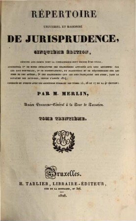 Répertoire universel et raisonné de jurisprudence, 30. Rév - Sép