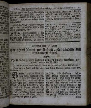 Dreyzehntes Kapitel. Von Christi Advent und Ankunft, oder gnadenreichen Menschwerdung Gottes.
