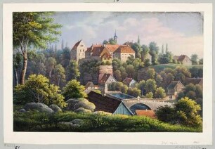 Schloss Lohmen über der Wesenitz in der Sächsischen Schweiz von Westen