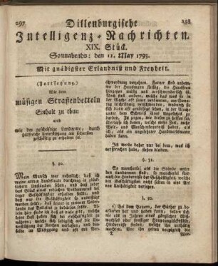 XIX. Stück. Sonnabends: den 11. May 1793.