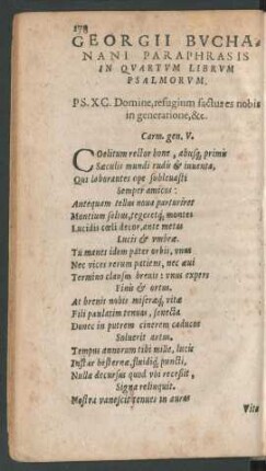 Georgii Buchanani Paraphrasis In Quartum Librum Psalmorum.