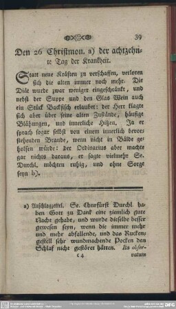 Den 26 Christmon. a) der achtzehnte Tag der Krankheit