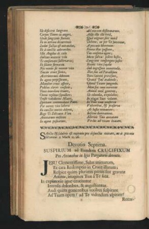 Devotio Septima. Suspirium ad Eundem Crucifixum Pro Animabus in Igne Prugatorio detentis.