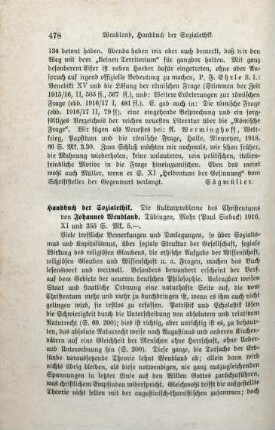 478-480 [Rezension] Wendland, Johannes, Handbuch der Sozialethik