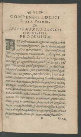 Compendii Logici Liber Primus, De Instrumentis Logicis Incomplexis.