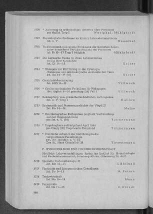 P. Hydrobiologie und Fischereiwissenschaft