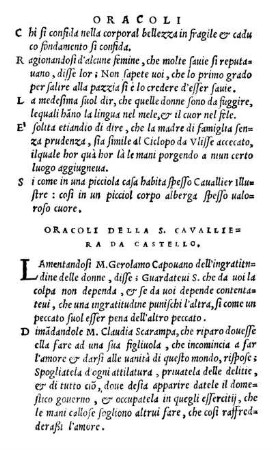 Oracoli Della S. Cavalliera Da Castello.