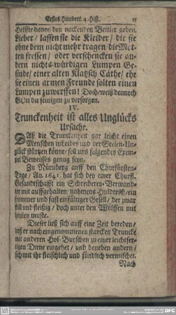 IV. Trunckenheit ist alles Unglücks Ursache