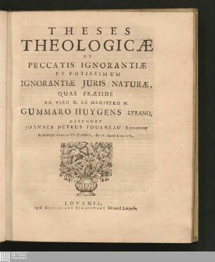 Theses Theologicae De Peccatis Ignorantiae Et Potissimum Ignorantiae Juris Naturae