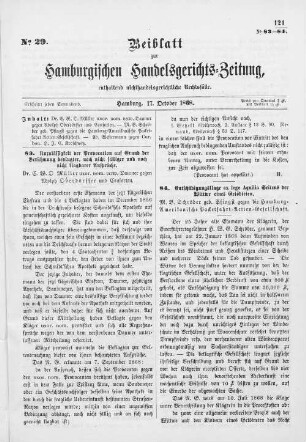 Beiblatt zur hamburgischen Handelsgerichts-Zeitung No. 29. Hamburg, 17. Oktober 1868.
