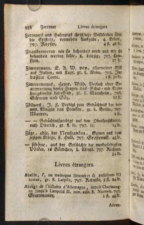 938-944, Livres étrangers.