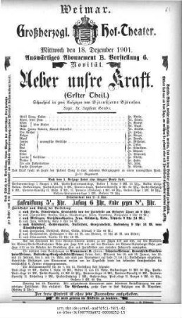 Ueber unsre Kraft (Erster Theil.)