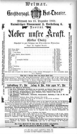 Ueber unsre Kraft (Erster Theil.)