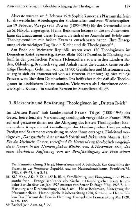 3. Rückschritt und Bewährung: Theologinnen im "Dritten Reich"