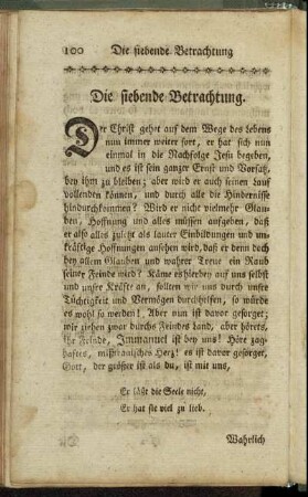 Die siebende Betrachtung.