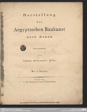 Darstellung der ägyptischen Baukunst nach Denon