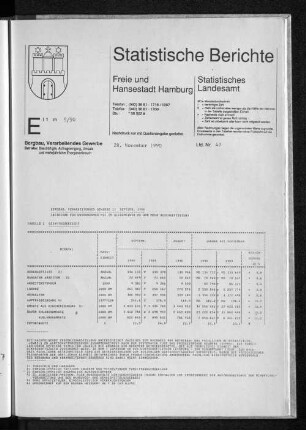 Bergbau, Verarbeitendes Gewerbe Septemb. 1990 : Lfd. Nr. 43