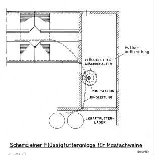 Schema einer Flüssigfutteranlage für Mastschweine