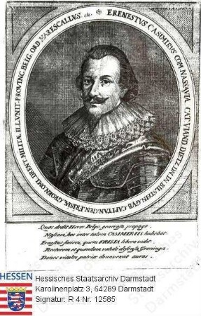 Ernst Kasimir Graf v. Nassau-Oranien (1573-1632) / Porträt in Medaillon mit Umschrift und Bildlegende, Brustbild