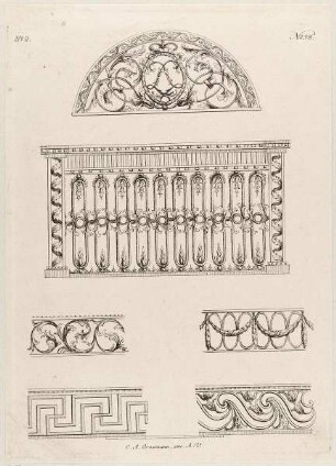 Gitter und Gittergeländer, Blatt 2 aus der Folge "Neuste Schlosser Arbeit im Jahr 1776"