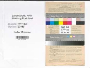 Entnazifizierung Christian Kolbe, geb. 10.11.1903 (Verm.Techniker)
