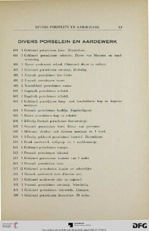 Divers porselein en aardewerk (Nr. 494-535)