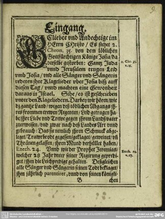 Leichenpredigt : Eingang. Textus.