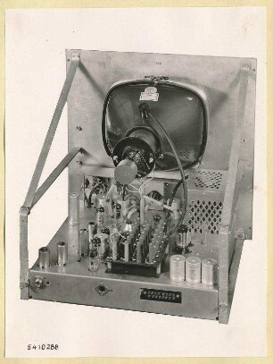 10 kW Fernsehsender Nr. 507, Kontrollpult Einschub Kontrollempfänger Bild , Foto 1954