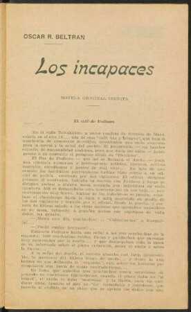 Los incapaces : novela original inédita