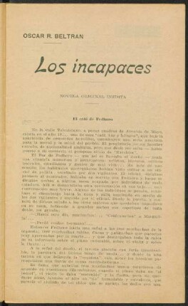 Los incapaces : novela original inédita