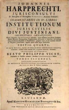 Commentarius in quatuor libros Institutionum Iuris Civilis. 2