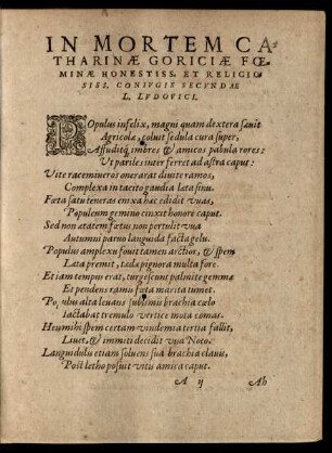 In Mortem Catharinae Goriciae ...