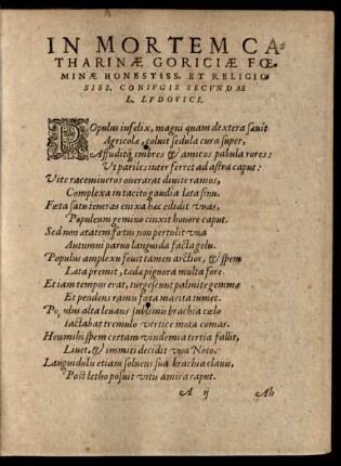 In Mortem Catharinae Goriciae ...