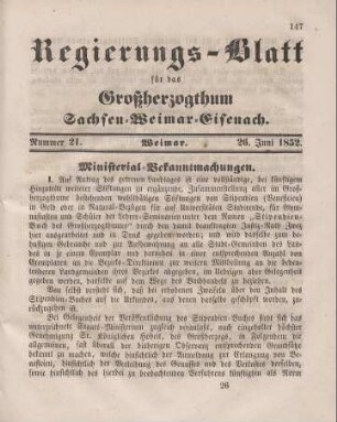 Nr. 21 : 26. Juni 1852